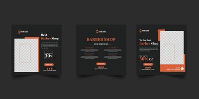 modern barber shop social media post design template vector