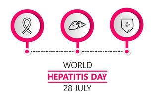 Hepatitis A, B, C, D, cirrhosis, world hepatitis day concept vector. Liver, ribbon icons are shown for website, mobile, apps, info-graphic vector