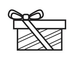 Gift icon vector in simple outline style. Sign of the gift box. The package is tied with a bow. Online donation for illustration. The online store distributes prize.
