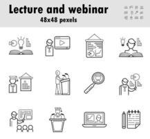 Lecturer icon vector. Business presentation in outline style. Presenter, webinar sign. Remote work, distance education, e-learning illustration for website. Elections, political debates symbol. vector