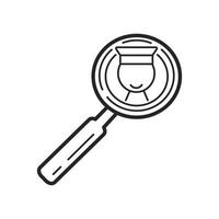 Lecturer icon vector. Online search symbol. Business presentation in outline style. Magnifying glass with presenter, teacher sign. Remote work, distance education, e-learning illustrations vector