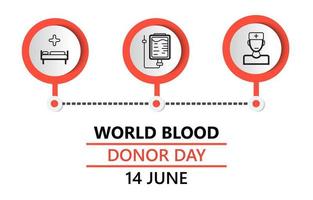 World blood donor day concept vector with tiny doctors, blood donation, microscope, tubes. Medical illustration on June 14. It is for websites, landing page, app, banner.