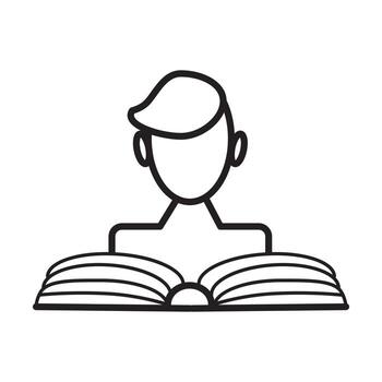Reading book icon vector. Blog, blogging sign. Universal writer, copy writing icon to use in web and mobile UI in outline style. Literature, library vector