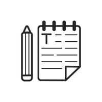 Copywriter or copywriting icon. Notebook and pen symbol. Record, save important text information. vector