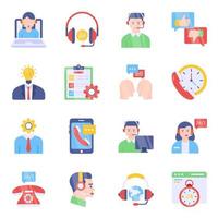 paquete de iconos planos de atención al cliente vector