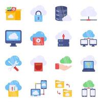 Pack of Cloud Computing Flat Icons vector