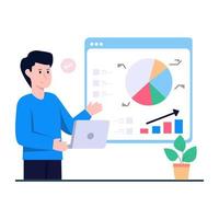 Conceptual illustration of data analyst, flat design vector