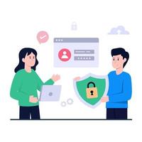 Locked shield inside system showcasing computer security illustration vector