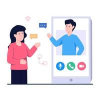 Vector design of mobile video chat, flat style illustration