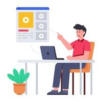 Conceptual flat design illustration of virtual learning vector