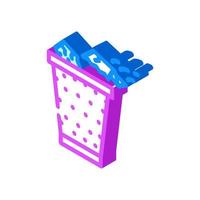 basket for paper waste isometric icon vector illustration