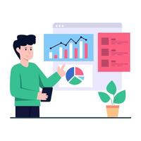 Conceptual illustration of data analyst, flat design vector