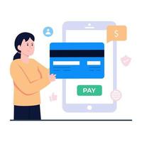 Vector design of mobile card payment, flat style,