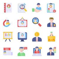 Pack of Human Resources Flat Icons vector