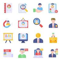 paquete de iconos planos de recursos humanos vector