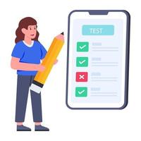 Flat design illustration of online test vector