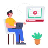 Conceptual flat design illustration of virtual learning vector