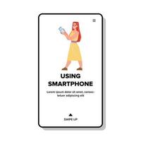 Woman Using Smartphone For Communication Vector