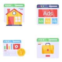 Pack of Web and Analytics Flat Icons vector
