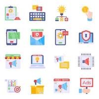 Pack of Business and Management Flat Icons vector