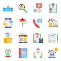 Pack of Property Flat Icons vector