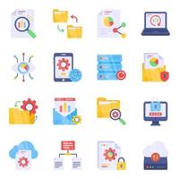 Pack of Data Development Flat Icons vector