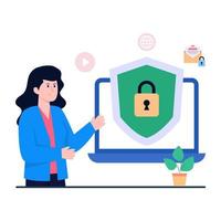 Locked shield inside system showcasing computer security illustration vector