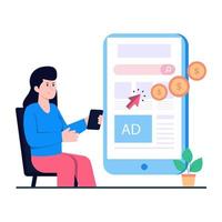 Editable design illustration of paid advertising vector