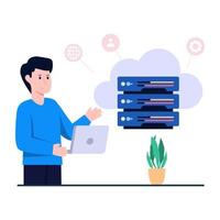 Editable flat design illustration of server hosting vector