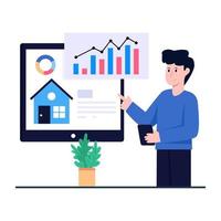 Editable design icon of home analytics vector