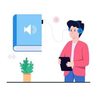 Conceptual flat design illustration of audio learning vector