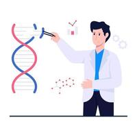 Conceptual flat design illustration of dna vector