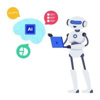 A flat design icon symbolizing concept of ai mind vector