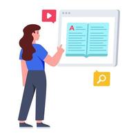 Conceptual flat design illustration of virtual learning vector