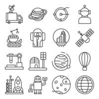 paquete de iconos de línea robótica vector