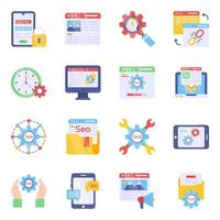 Pack of Seo and Management Flat Icons vector