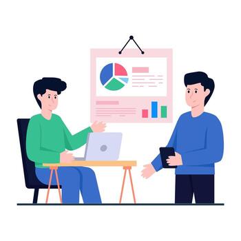 Conceptual illustration of data analyst, flat design vector