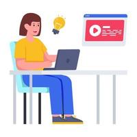 Conceptual flat design illustration of virtual learning vector