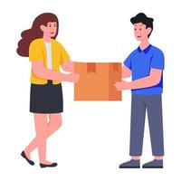 Modern design illustration of giving parcel vector