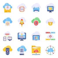 Pack of Cloud Storage Flat Icons vector