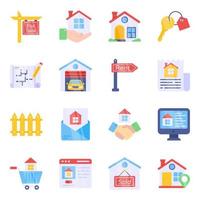 Pack of Real Estate Flat Icons vector