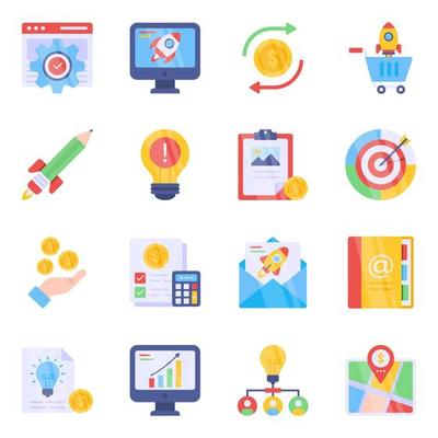 Pack of Business and Finance Flat Icons