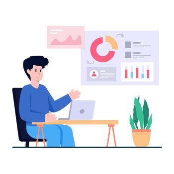 Conceptual illustration of data analyst, flat design vector