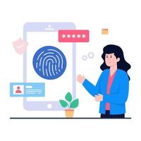 Conceptual flat design illustration of mobile biometric vector