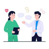 Conceptual flat design illustration of doctor discussion vector