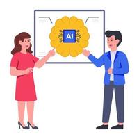 A flat design icon symbolizing concept of ai mind vector