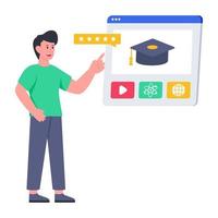 Conceptual flat design illustration of virtual learning vector