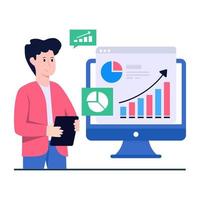 Conceptual illustration of data analyst, flat design vector