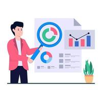 Conceptual illustration of data analyst, flat design vector