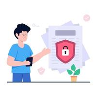 An illustration design of secure document in flat style vector